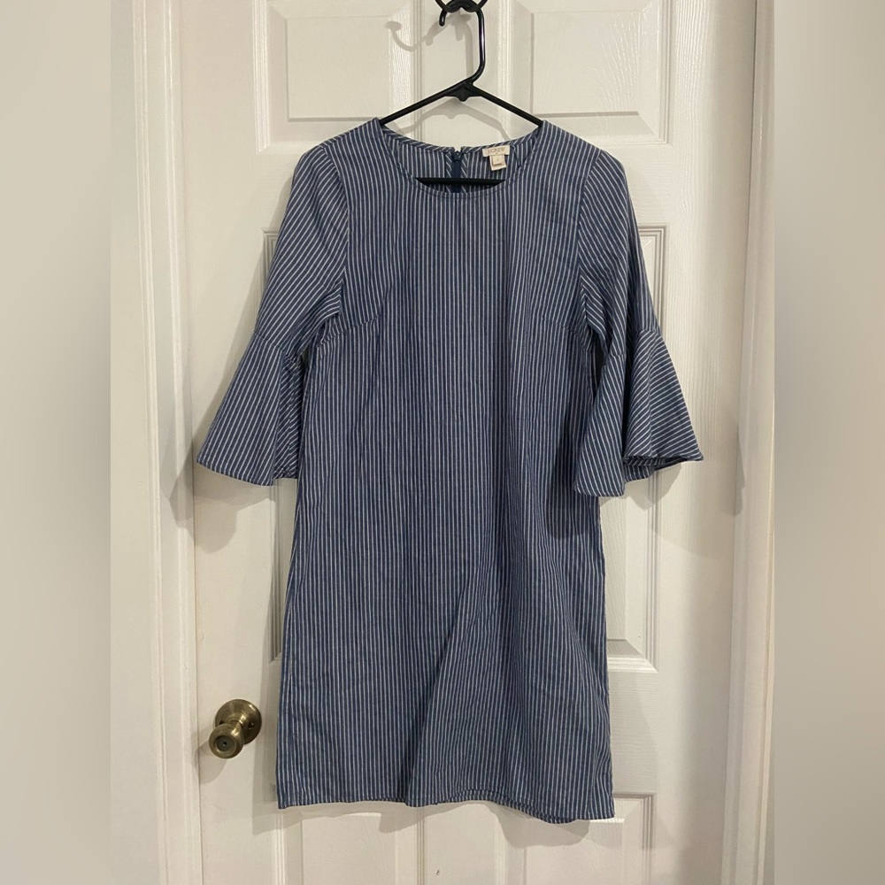 Navy stripe business casual dress